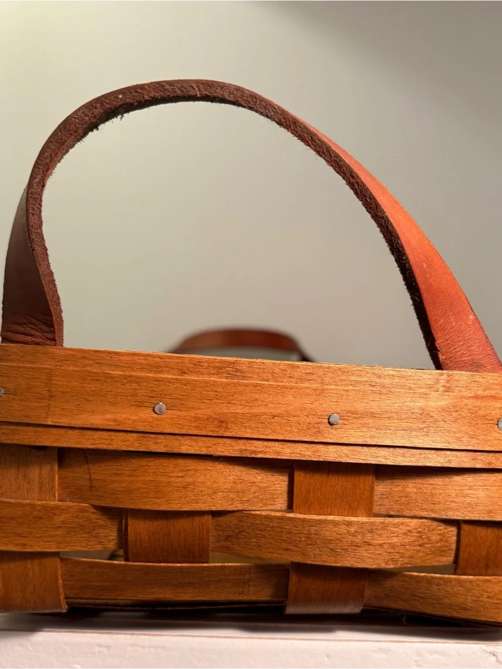 Henn Bread Basket- Hand woven in Ohio. 16”x 8 3/4” X 3” Golden Honey Maple stain